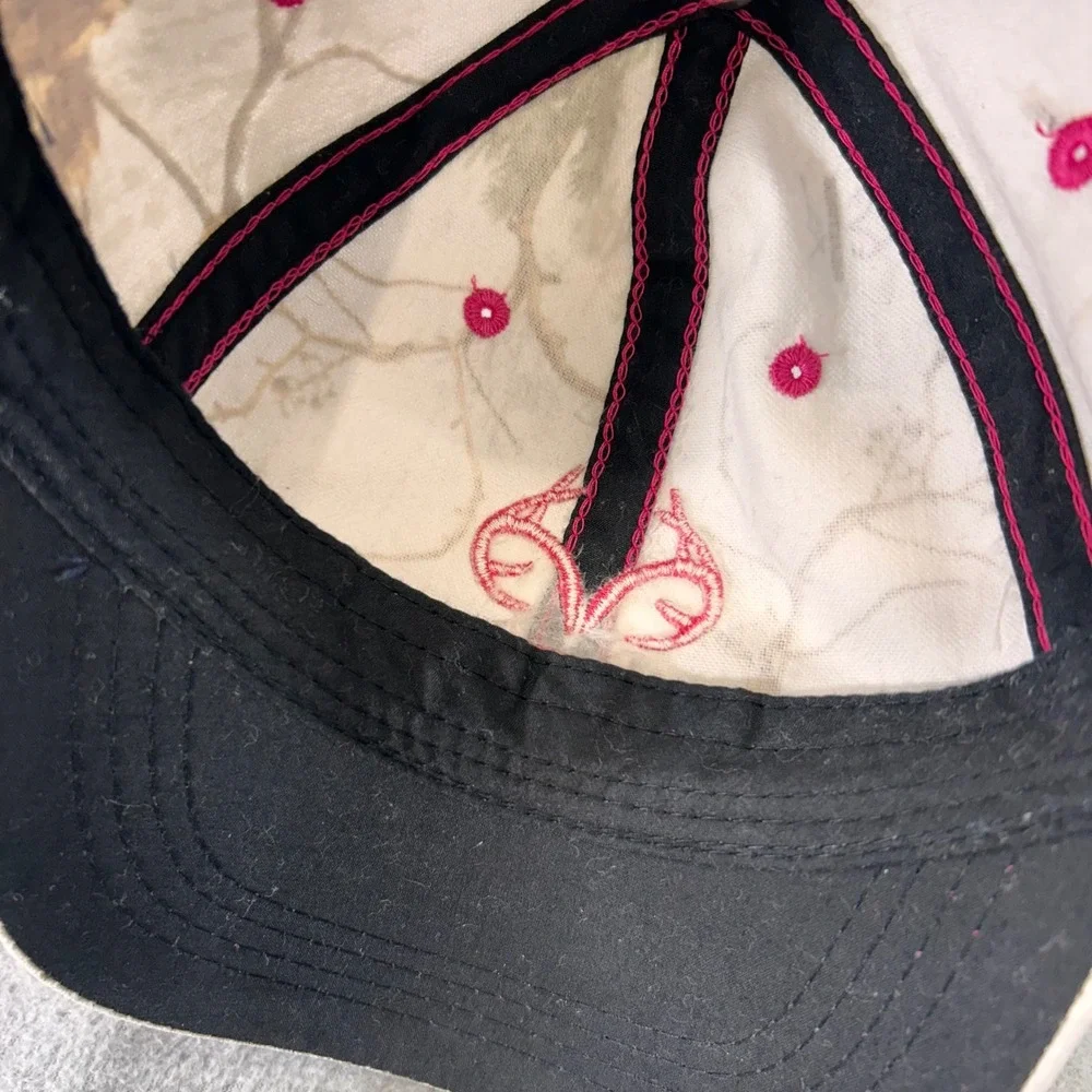 Realtree Embroidered Logo Womens Pink Camo Baseball Cap Adjustable OSFM